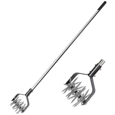 BARAYSTUS Rotary Garden Tool, Adjustable Hand Tiller, Long Handle Cultivator