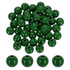 50 Pcs Natural Wooden Beads for Crafts, Green 20mm Dia, 5mm Hole