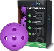 Indoor Pickleball Balls 6 Pack 26 Holes USAPA Approved Pickle Balls