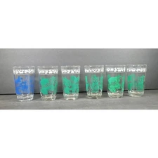 1930s Swanky Swig Blue Pig & Bear Juice Glass Vintage Kraft Depression