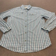 Duck Camp Shirt Mens XL Tall Blue Plaid Performance Button Down Outdoor Fishing