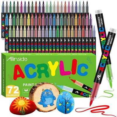 Acrylic Paint Markers, 72 Colors Soft Brush Tip Paint Pens, Waterproof Quick ...