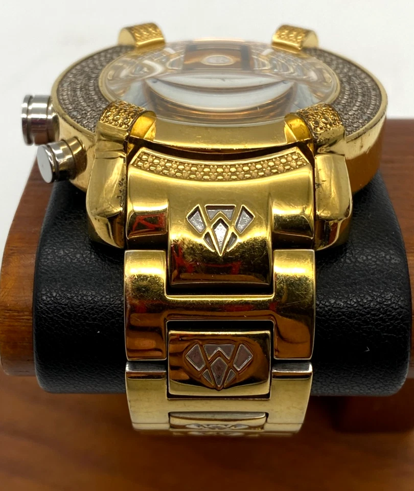 Aqua Master Gold Tone Chronograph 20 Diamond Quartz Men's Watch 45mm SAM79 - Image 3 of 4