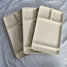 Tupperware Divided Trays Set Of 3 Lunch TV Dinner Beige Vintage