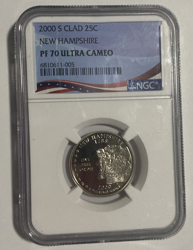 2000 S - Washington State Quarter - New Hampshire NGC PF70 Ultra Cameo - Picture 1 of 4