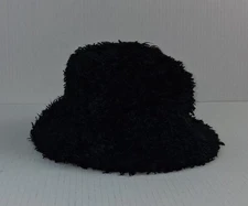 Cejon Black Y2K Fuzzy Faux Fur Bucket Hat Size O/S