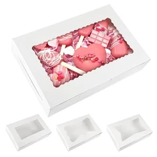 Moretoes 48pcs Bakery Boxes,12x8x2.5 Inches Cookie Boxes with 3 Style Window ...