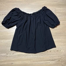 Anthropologie Size XSBlack Texture Elodie On OR Off the Shoulder Top Blouse
