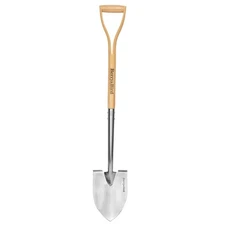 Round Point Gardening Shovel with Wood D-Handle, 40.98" Stainless Steel Beach...