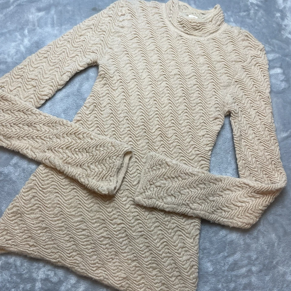 Sundance Scrunch Verve Sweater Womens S Tan Slouch Wool Blend Mock Neck Boho - Image 2 of 4