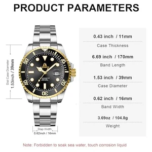 LN LENQIN Men's Quartz Watch, Stainless Steel