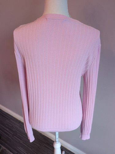 Love Moschino Love Joy Happiness Fun rosa gerippter Pullover Größe 16 - Bild 2 von 4