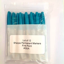 Lot of 12 Sharpie 30127 AQUA Permanent Markers Fine Point Bullet Tip NEW