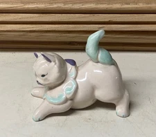 Vintage Kay Finch California MUFF Kitty Kitten Cat Figurine NICE Lilac & Green
