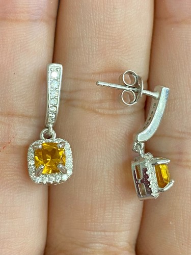 NATURAL CITRINE 5 MM WHITE CZ STERLING SILVER 925 RING EARRING PENDENTS - 第 6/14 張圖片