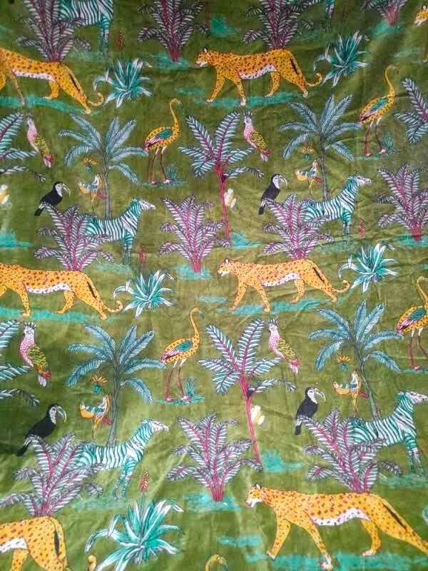 By Yard Luxury Soft Velvet Animal Print Fabric Indian Sewing Upholstery Fabric - Image 2 of 4
