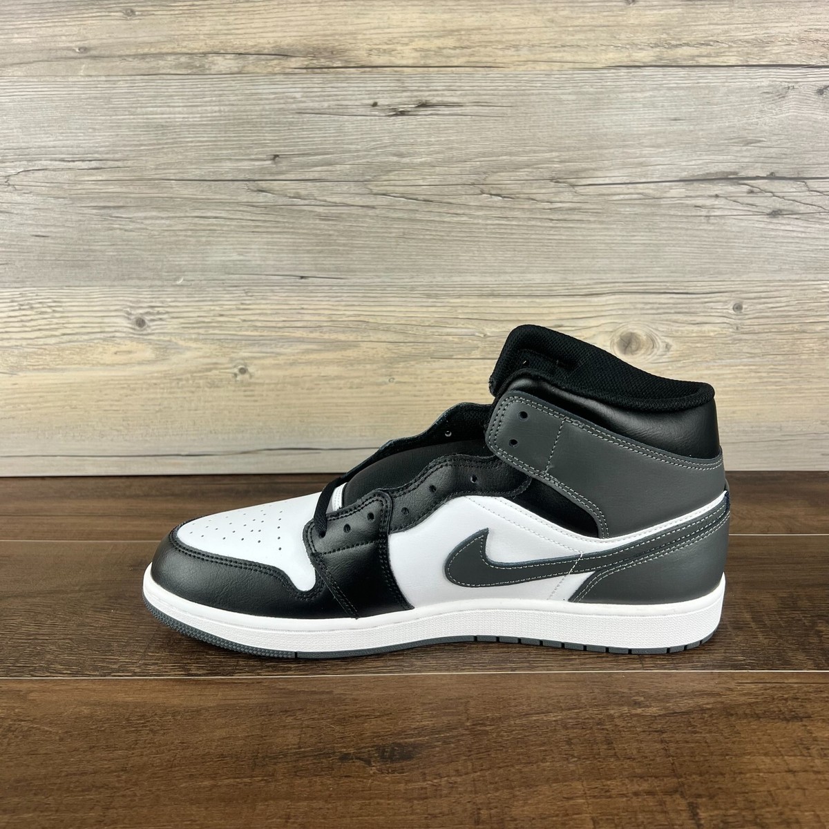 Nike Air Jordan 1 Mid Mens Size 14 Black Iron Grey White