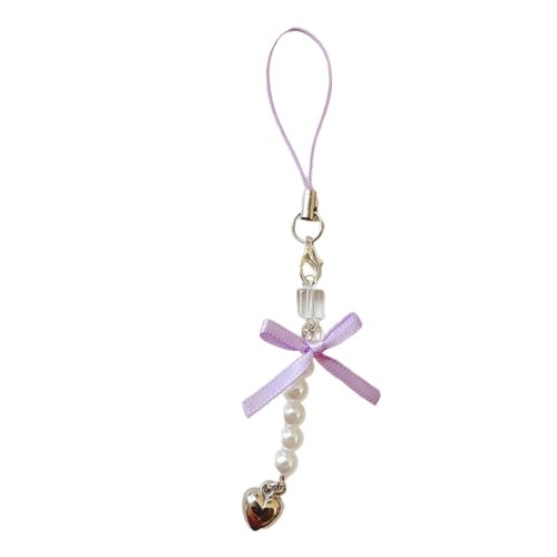 Sweet Bowknot Heart Bead Pendant Phone Straps Bag Charm Key Decoration Chain - Zdjęcie 6 z 12