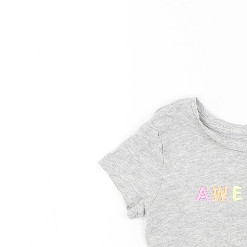 Primark Girls Grey Cotton blend T-Shirt Size 2-3 Years  - Awe image 3