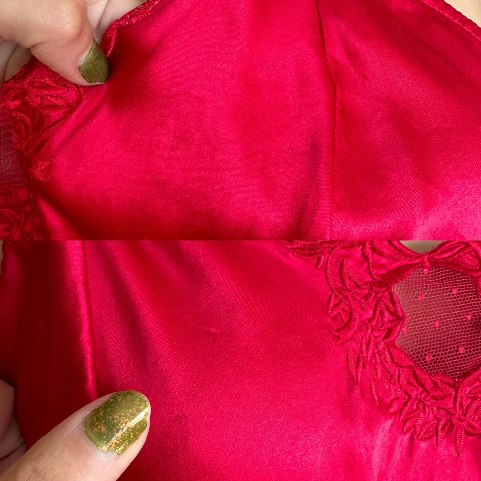 UNDERCOVER Mini abito slip seta Victorias Secret vintage anni 90 rosso seta dettagli rete spacco