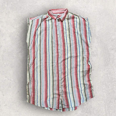 Old Navy Women Shirt Dress Linen Blend Multicolored Striped Button Up NWT |  eBay