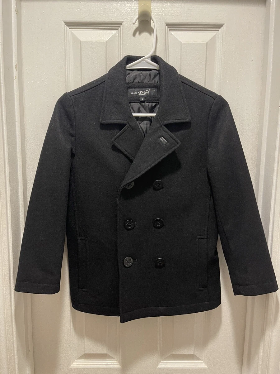 Black Rivet Boys Wool Peacoat Double Breasted Dress Coat Jacket Blazer NICE