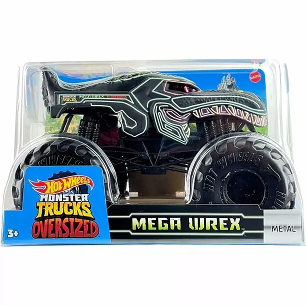 Hot Wheels Monster Trucks Oversized 1:24 Scale Diecast Neon Mega Wrex