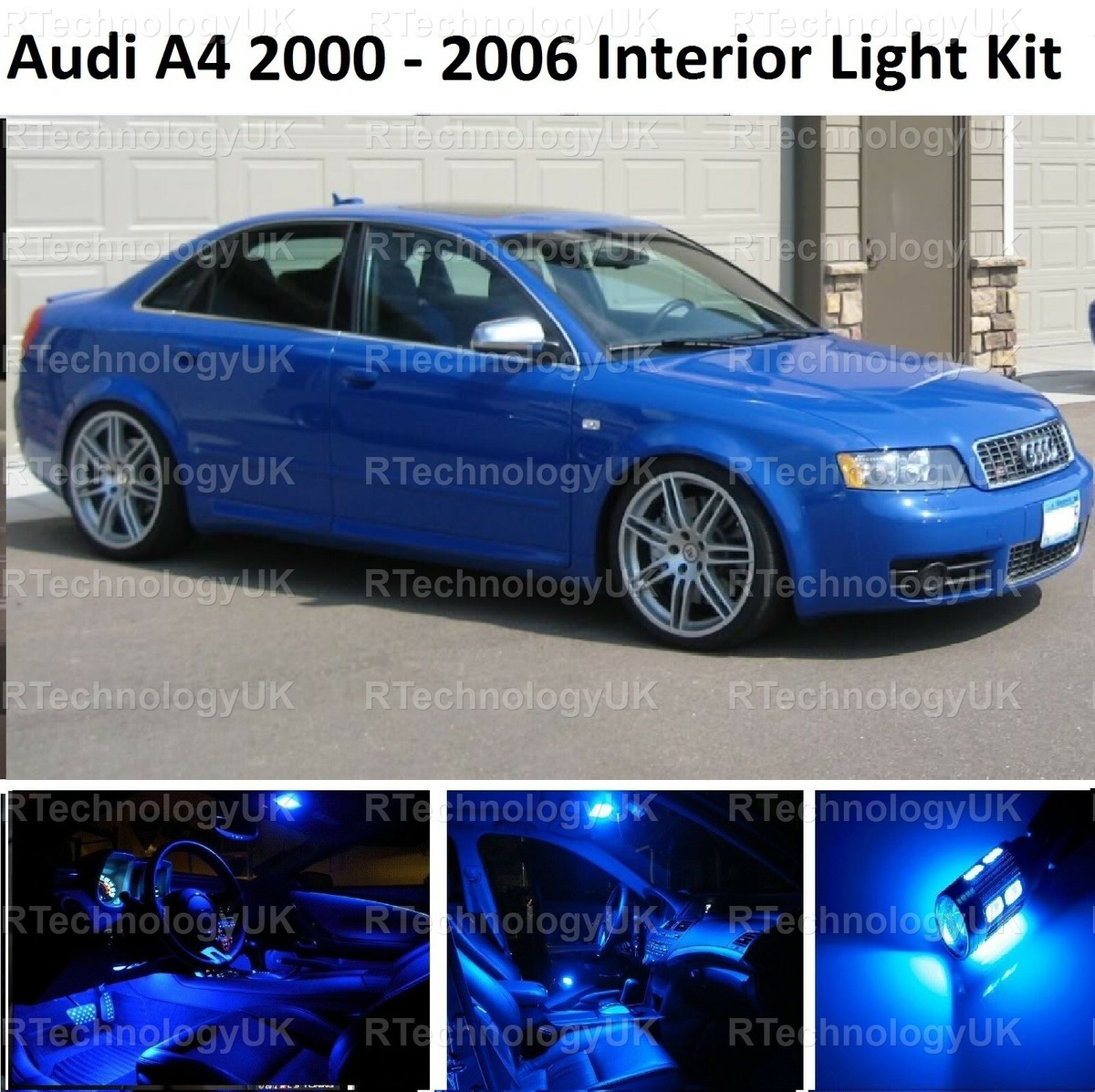 BLUE PREMIUM AUDI A4 S4 B6 2000 - 2006 LED INTERIOR UPGRADE