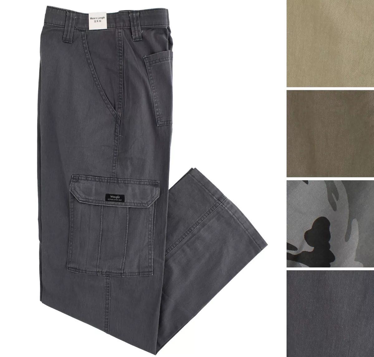 Wrangler Men s Cargo Pants Flex Waist Regular Fit Twill 7 Pocket Right Tech