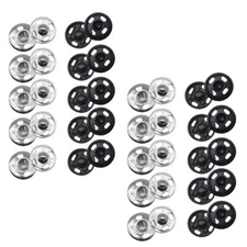 Sew on Snap Buttons 40sets 0.63" 16mm Black Silver Metal Fastener Press