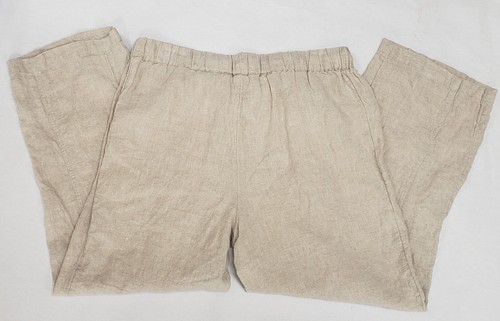 Coldwater Creek Women's size Petite 10 Linen Wide Leg Crop Pants Goucho Elastic - Picture 3 of 4