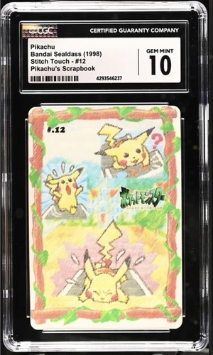Pikachu Bandai Sealdass (1998) Stitch Touch #12 CGC 10 Gem Mint