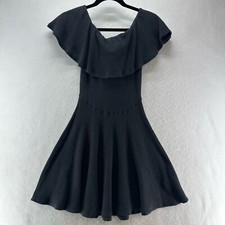 Coveted Bella B Dress Size S Ruffle Off The Shoulder Skater Mini Textured Black