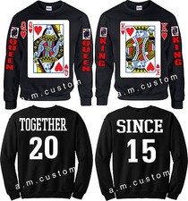 Sudadera King And Queen CARDS Together Since COUPLE cuello redondo Love -S-2XL
