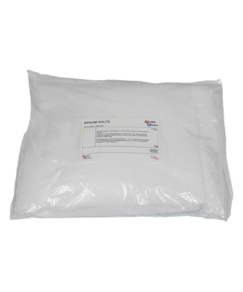 PURE CHEM Epsom Salts Bag Food Grade Magnesium Sulphate Bath Salts 1KG