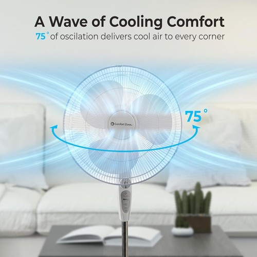18'' Remote Control Oscillating Fan - Adjustable Height & 3 Speeds, Quiet Coo... - Picture 8 of 11