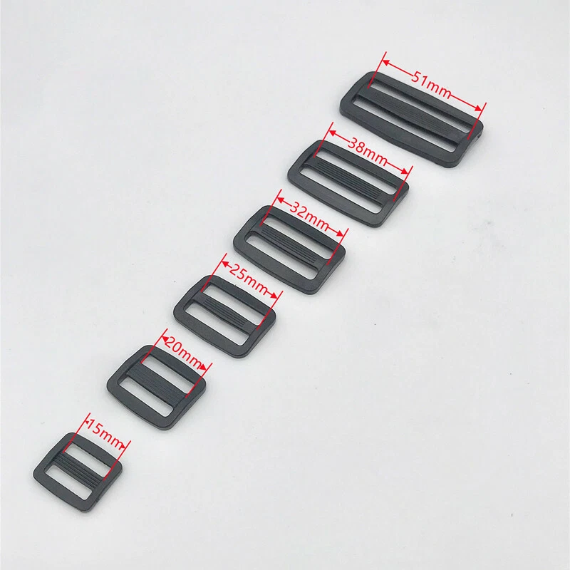 Black Plastic Bar Slide Buckle 3 bar Strap Adjuster Buckles Webbing Diy  15-79MM