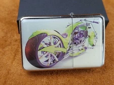 STAR-1 Steel Lighter - MOTORCYCLES - GREEN DEMON CHOPPER #L131 NEW in Gift Box!