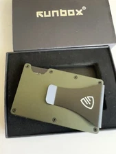 New Runbox Minimalist Slim Card Holder Money clip Wallet Men Metal Green
