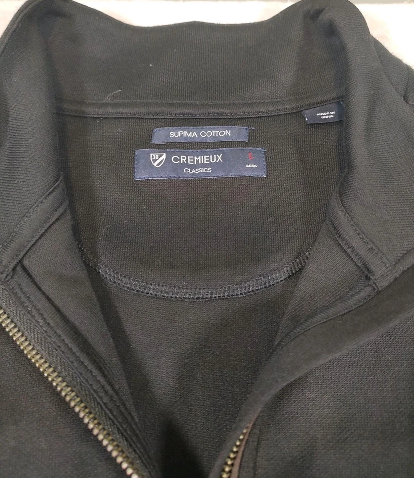 Camisa de manga larga de algodón Supima Cremieux Classics para hombre talla L negra NUEVA con etiquetas Foto 3 de 4