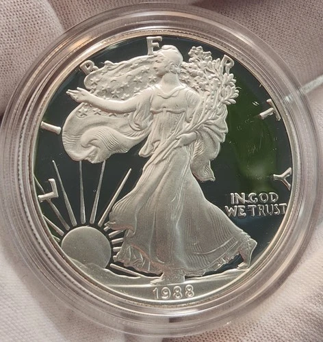 1988 S American Silver Eagle - Choice Proof Bullion $1 Coin OGP COA Q-7588s