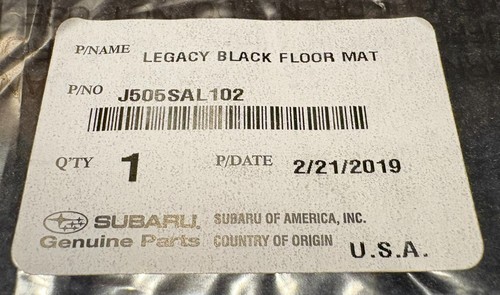 Tappetini moquette nuovi 2015-2019 Subaru Legacy anteriori e posteriori neri OEM J505SAL102 - Foto 3 di 5