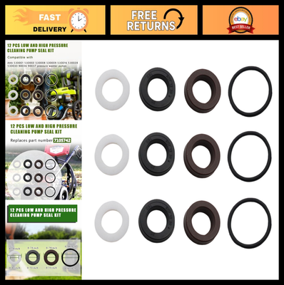 #ad 12 Pcs Pressure Washer Pump Seal Kit for Low High Pressure Cleaning Fits AAA 5 $46.99