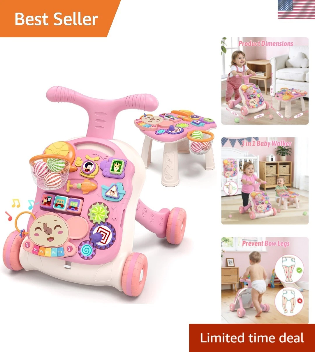 3 in 1 Baby Walker and Activity Center for Girl, Learning to Walk, Sit to Sta...
Opens in a new wind
