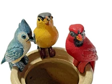 VTG 3 Mini Bird Figurines LAND & SEA Nature Series GOLD FINCH CARDINAL BLUE JAY