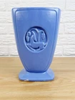 Vtg Art Deco Robinson Ransbottom Roseville Ohio Blue Matte Pottery Vase 8” Deer