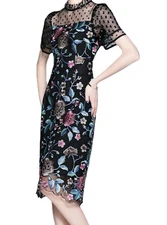 Stunning Vintage Inspired Gorgeous Unique Floral Embroidered MidiDress Small EUC