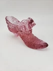 Vintage Fenton Dusty Rose Slipper Shoe Daisy Button with Cat 6in