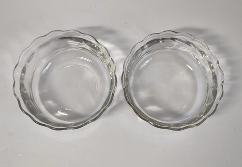 Set of 2 Vtg Anchor Hocking Moments Clear Glass All Purpose Bowl Scalloped Edge
