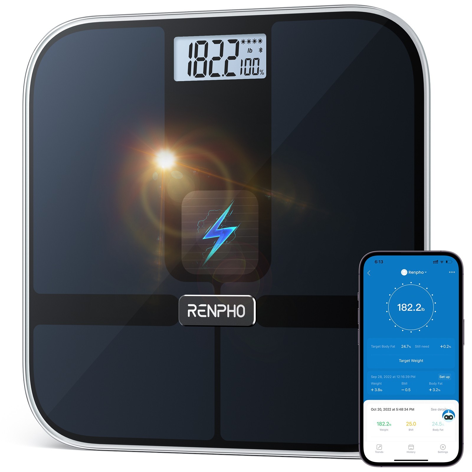 RENPHO Smart Solar Body Scales - Measure 13 Body Compositions